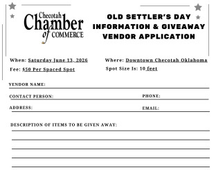 Preview of Old Settlers Day: Giveaways/Information Vendor Application